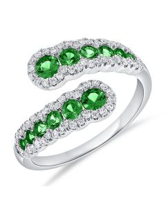 1.60CT EMERALD AND DIAMOND WRAP RING