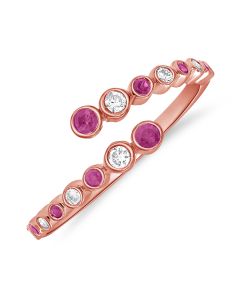 0.36CT PINK SAPPHIRE AND DIAMOND BEZEL WRAP RING