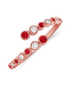 0.41CT RUBY AND DIAMOND BEZEL WRAP RING