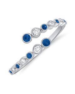 0.41CT SAPPHIRE AND DIAMOND BEZEL WRAP RING