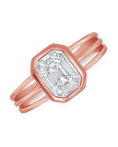 0.74CT PIE CUT DIAMOND ILLUSION RING
