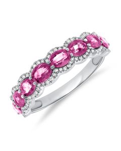 2.01CT PINK SAPPHIRE AND DIAMOND HALFWAY RING