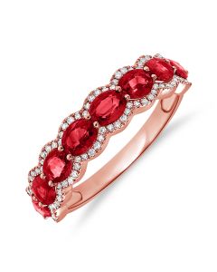 2.01CT RUBY AND DIAMOND HALFWAY RING