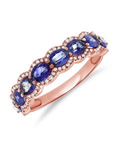 2.01CT SAPPHIRE AND DIAMOND HALFWAY RING