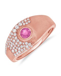0.64CT PINK SAPPHIRE AND DIAMOND RING