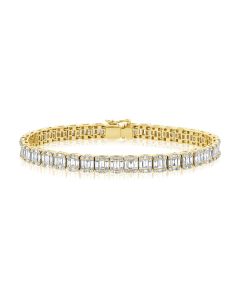7.04CT BAGUETTES AND ROUND DIAMOND TENNIS BRACELET