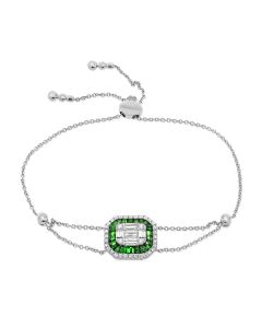 2.14CT EMERALD, BAGUETTES AND AND DIAMOND BOLO BRACELET