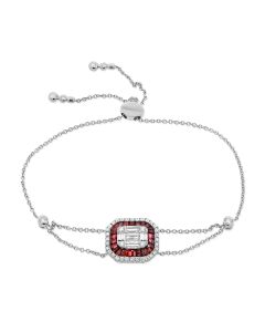 1.96CT RUBY. BAGUETTES AND DIAMOND BOLO BRACELET