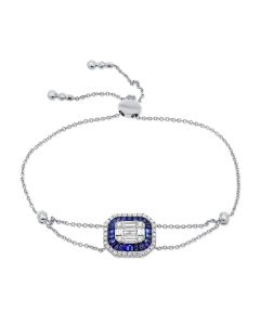 2.29CT SAPPHIRE, BAGUETTES AND DIAMOND BOLO BRACELET