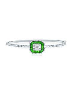 2.81CT EMERALD, BAGUETTES AND DIAMOND BANGLE