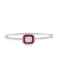 2.99CT RUBY, BAGUETTES AND DIAMOND BANGLE