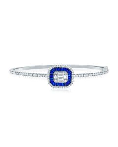 3.34CT SAPPHIRE, BAGUETTES AND DIAMOND BANGLE