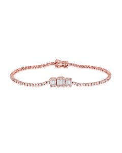 2.43CT BAGUETTES AND ROUND DIAMOND TENNIS BRACELET