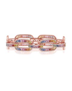 15.44CT RAINBOW COLOR AND DIAMOND LINK BRACELET