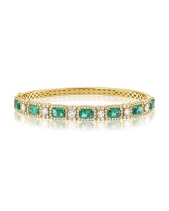 5.64CT EMERALD AND DIAMOND BANGLE