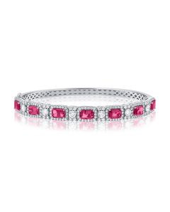 6.32CT PINK SAPPHIRE AND DIAMOND BANGLE
