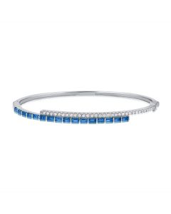 2.22CT SAPPHIRE AND ROUND DIAMOND BANGLE
