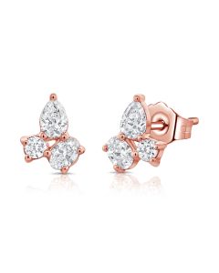 0.53CT OVAL SHAPE, PEAR SHAPE AND ROUND DIAMOND STUD EARRINGS