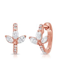 0.28CT MARQUISE SHAPE AND ROUND DIAMOND HUGGIE EARRINGS