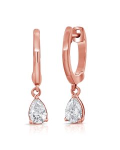 0.49CT PEAR SHAPE DIAMOND HUGGIE WITH CHARM EARRINGS