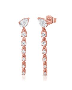 0.93CT PEAR SHAPE AND DIAMOND DROP EARRINGS