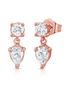 1CT PEAR SHAPE AND ROUND DIAMOND EARRINGS