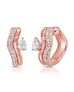 1.06CT PEAR SHAPE AND ROUND DIAMOND HUGGIE EARRINGS