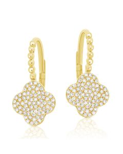 .34CT DIAMOND CLOVER LEVERBACK EARRINGS