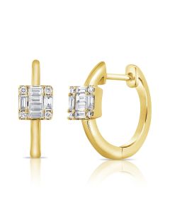 .24CT BAGUETTES AND ROUND DIAMOND HUGGIE EARRINGS