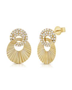 .26CT DIAMOND FLUTED LINK STUD EARRINGS