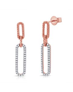 .24CT DIAMOND PAPERCLIP LINK DROP EARRINGS