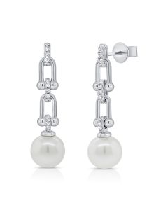 5.05CT PEAR AND ROUND DIAMOND LINK DROP EARRINGS