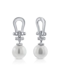 7.61CT PEARL AND DIAMOND DANGLE EARRINGS