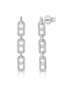 .16CT DIAMOND PAPERCLIP LINK DROP EARRINGS