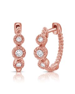 .13CT DIAMOND BEZEL SET HUGGIE EARRINGS