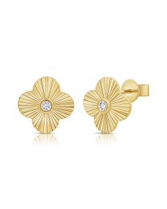 .08CT DIAMOND FLUTED CLOVER STUD EARRINGS