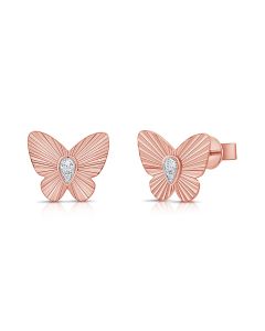 .06CT DIAMOND BUTTERFLY FLUTED STUD EARRINGS