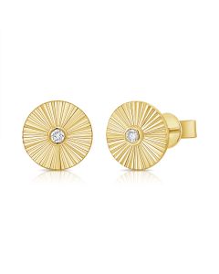 .07CT DIAMOND FLUTED DISC STUD EARRINGS