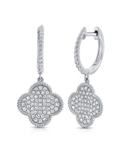 .42CT DIAMOND CLOVER HUGGIE WITH CHARM EARRINGS