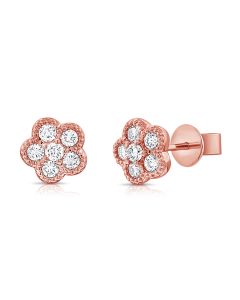 0.35CT DIAMOND FLOWER STUD EARRINGS