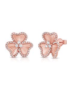 0.45CT DIAMOND FLUTED FLOWER STUD EARRINGS