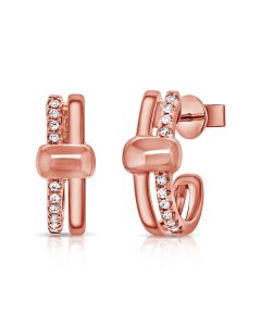 0.08CT DIAMOND CAGE HUGGIE EARRINGS