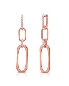 0.41CT DIAMOND PAPERCLIP LINK DROP EARRINGS