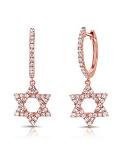 0.66CT ROUND DIAMOND STAR HUGGIE EARRINGS WITH CHARM