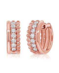 0.54CT DIAMOND BALL HUGGIE EARRINGS