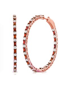 4.94CT RUBY AND DIAMOND CIRCLE HOOP EARRINGS
