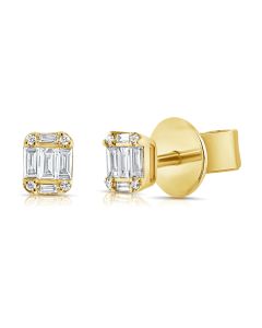 .69CT BAGUETTES AND ROUND DIAMOND STUD EARRINGS