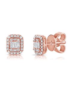 .71CT BAGUETTES AND ROUND DIAMOND STUD EARRINGS