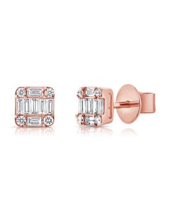 .72CT BAGUETTES AND ROUND DIAMOND STUD EARRINGS