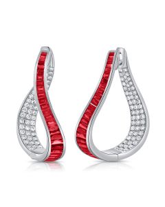 6.26CT RUBY AND DIAMOND CURVED HOOP EARRINGS